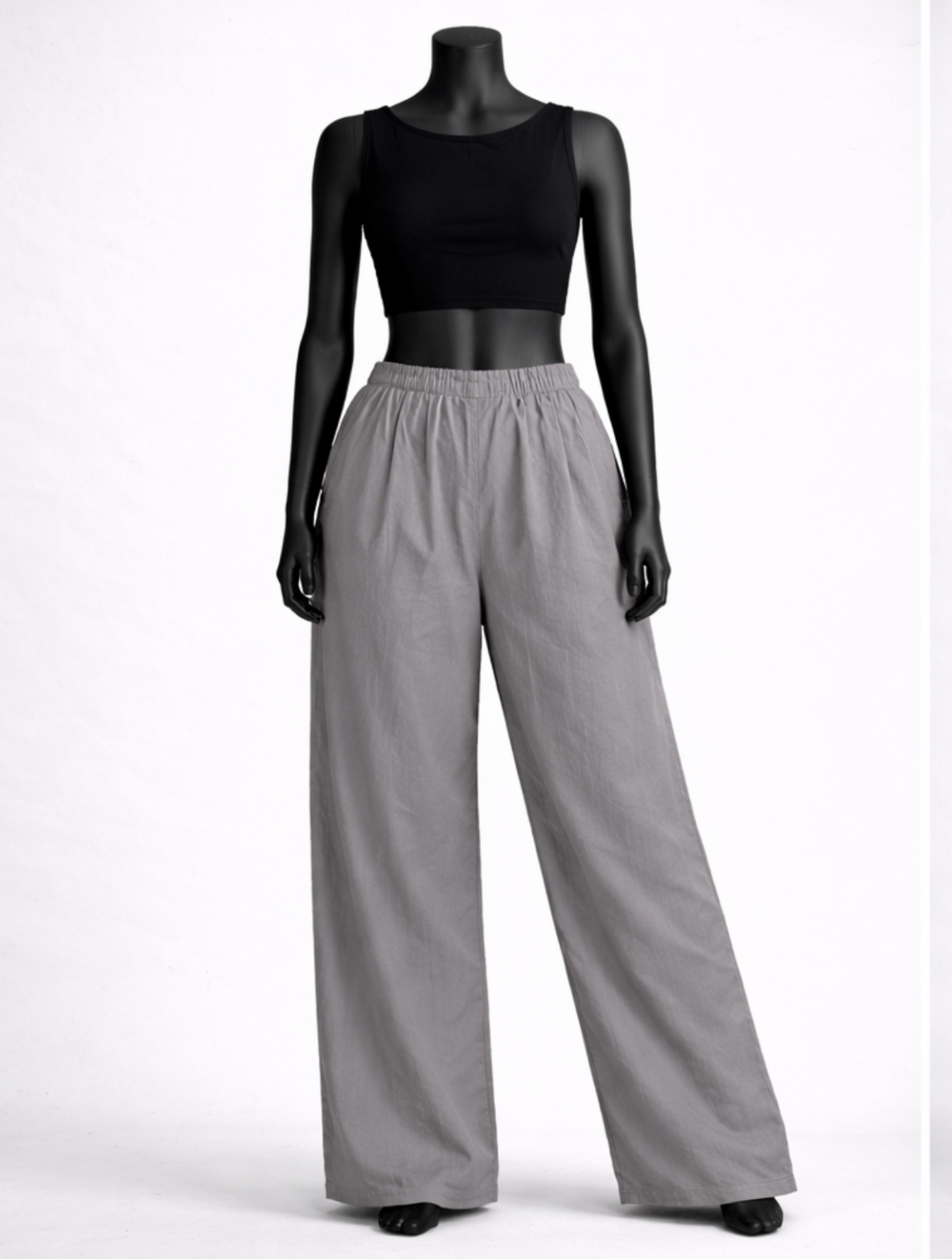 Women Grey Solid Palazzo Pants - Costumepeti
