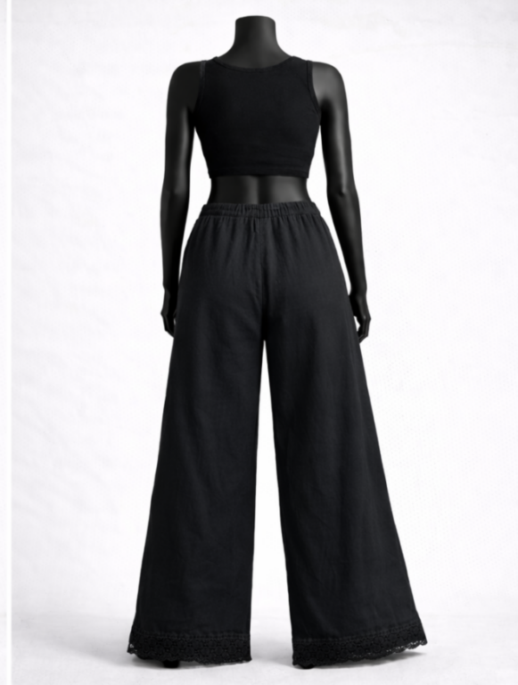 Black Lace Hem Palazzo - Image 2