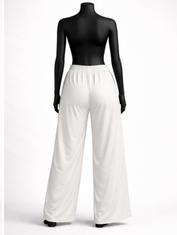 Classic White Lounge Palazzo Pants - Image 2