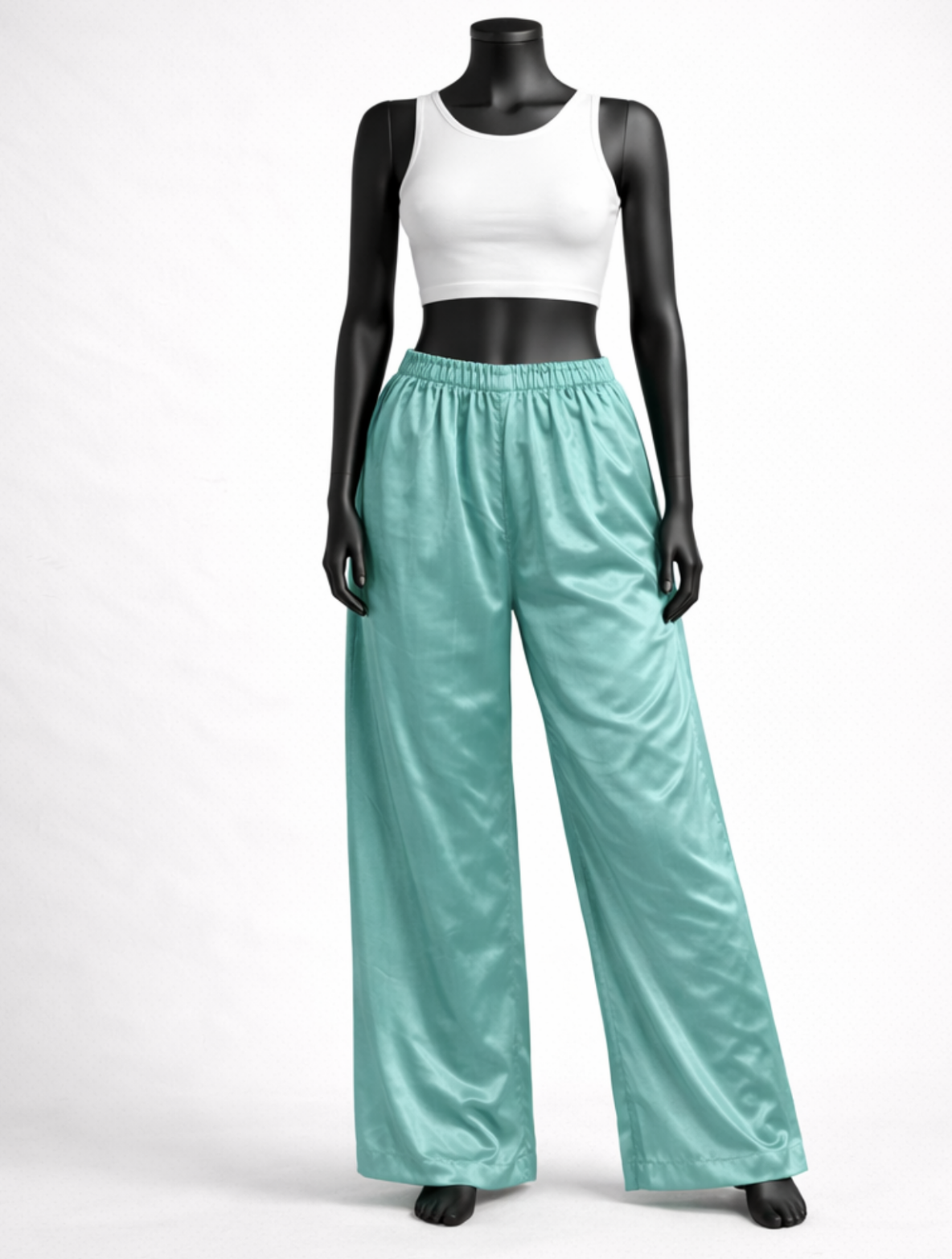 Sea Green Satin Palazzo Pants,Costumepeti