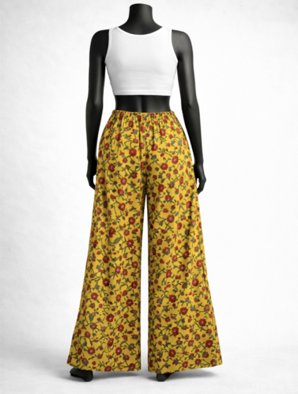 Mustard Floral Straight Palazzo - Image 2