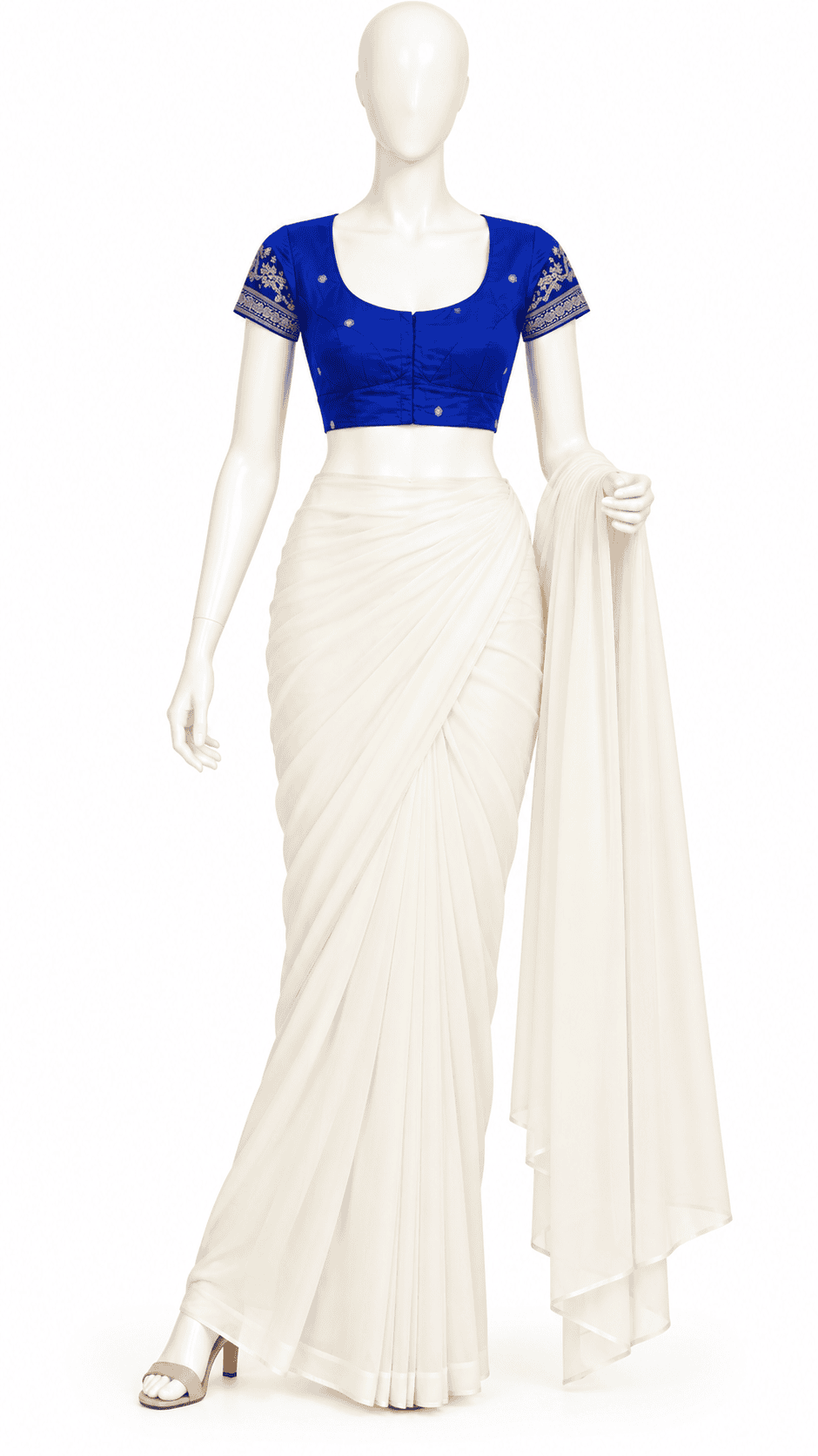 Royal Blue Embroidered Blouse