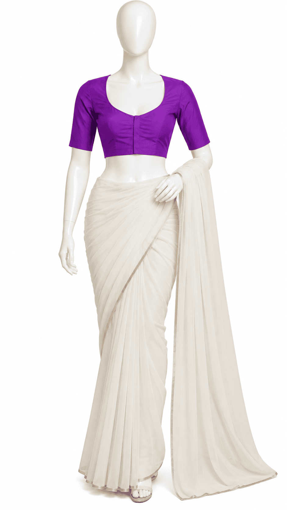 Purple Solid Classic Blouse 2