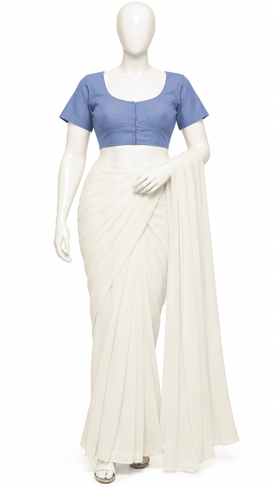 Light Blue Solid Classic Blouse