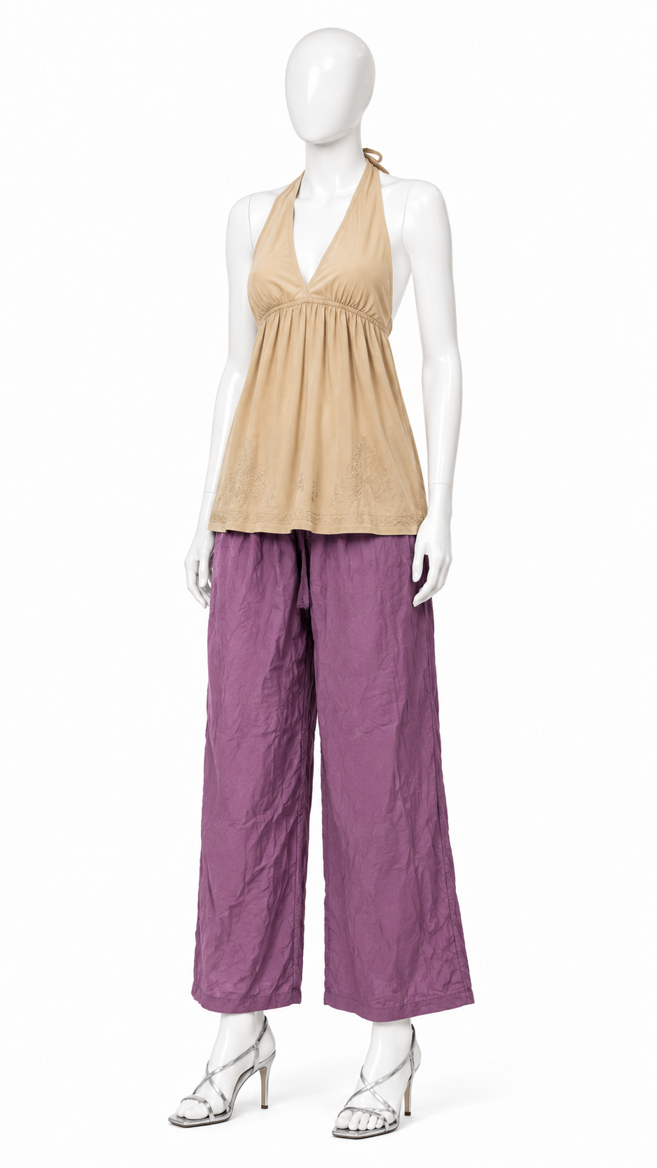 Mauve Solid Ethnic Pant