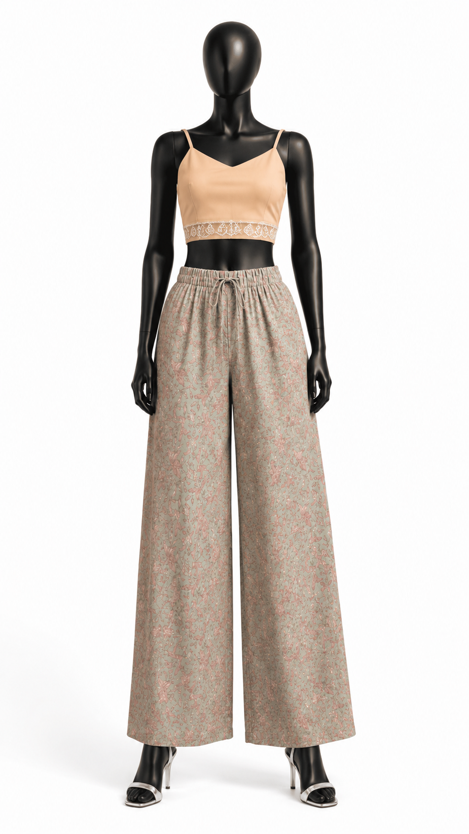 Mint Green Floral Printed Palazzos