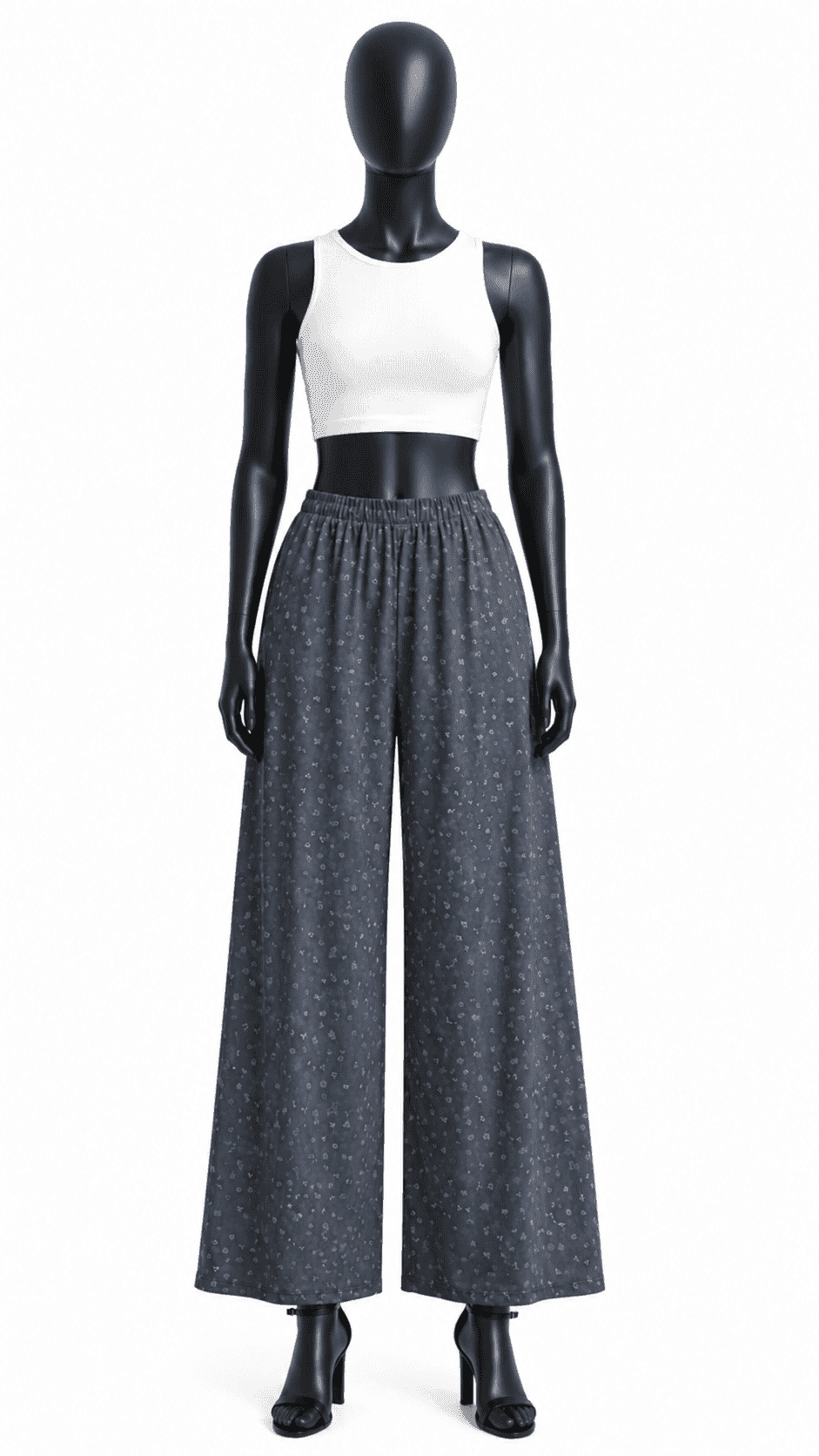 Printed Grey Palazzo Pants