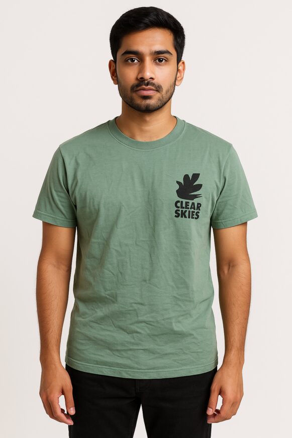 Green Cotton Blend Round Neck Printed T-Shirt