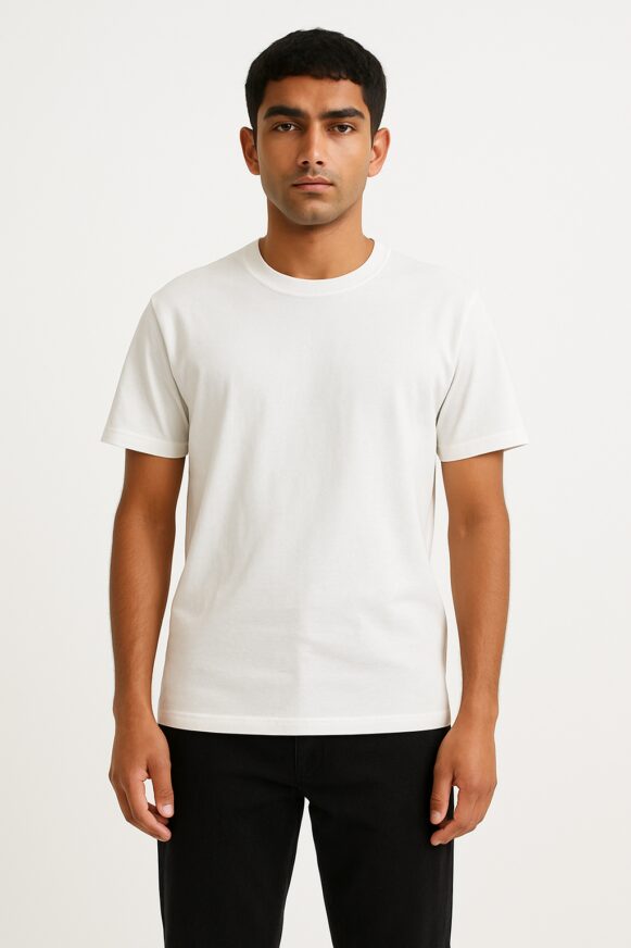 Men’s White Crew Neck Cotton T-Shirt