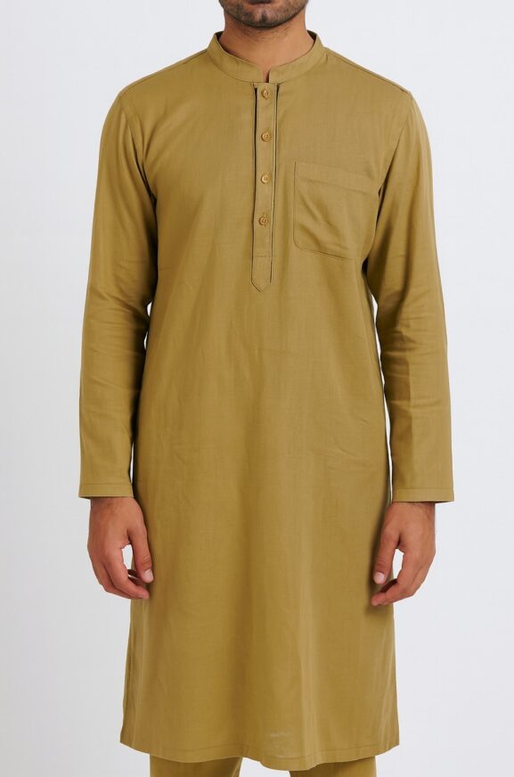 Mustard Mandarin Collar Kurta