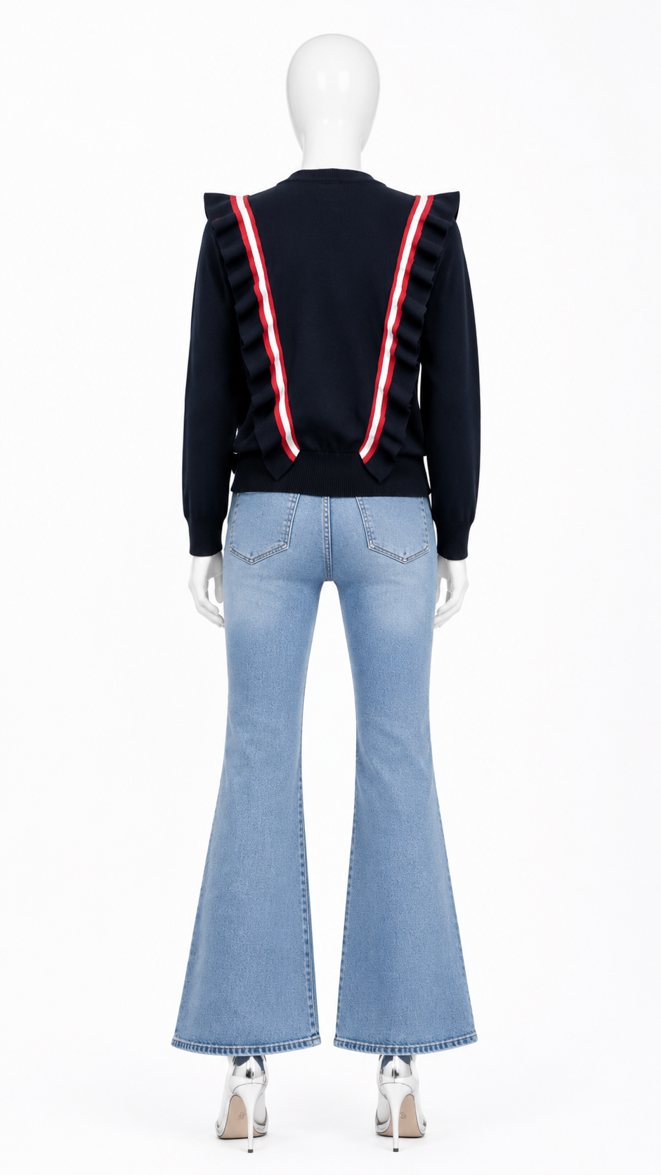 Black Ruffle Detail Knit Pullover - Image 3