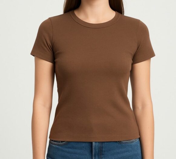 Brown Slim Fit T-Shirt_costumepeti
