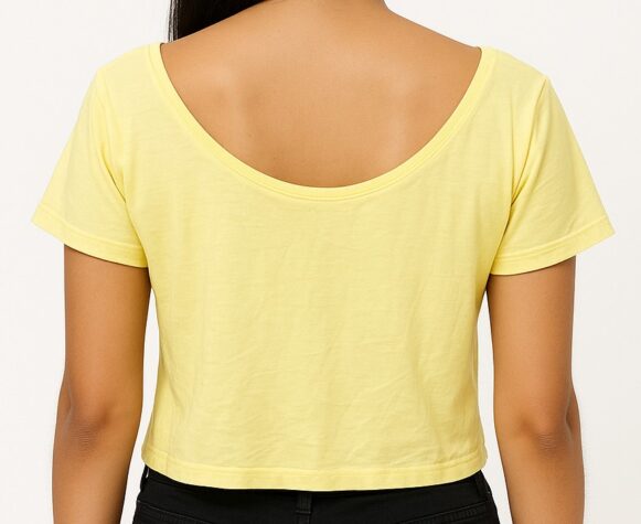 Women’s Yellow Cotton Crop Top - Image 3