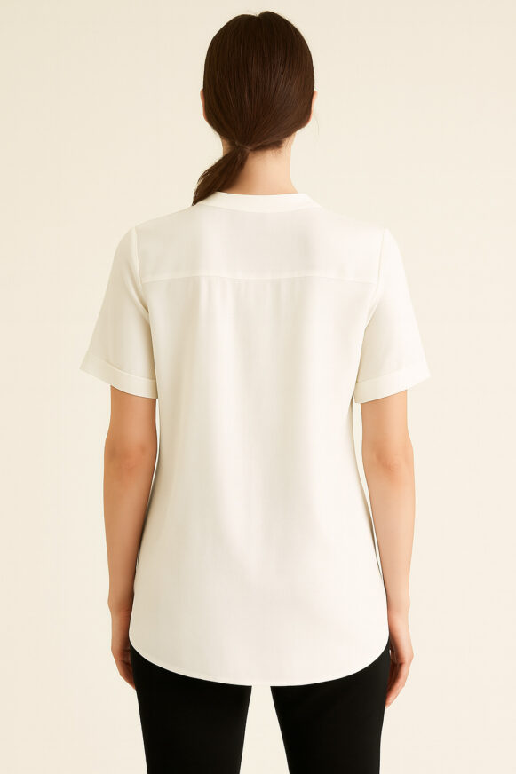 Women’s White V-Neck Pleated Tunic Top - Image 4