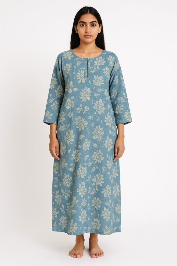 Dusty Blue Printed Kurta