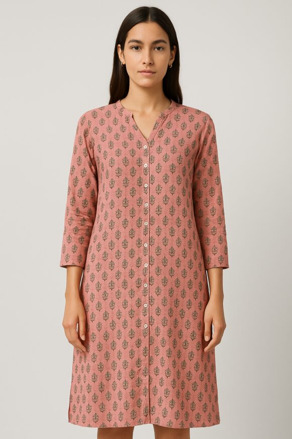Blush Pink Printed Straight Kurta