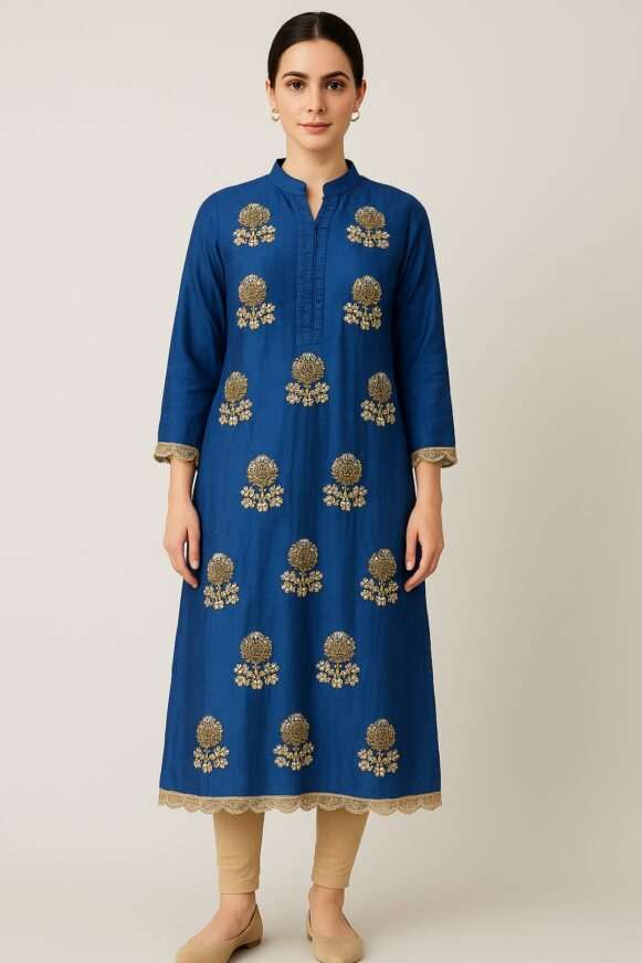 Blue Embroidered Kurta