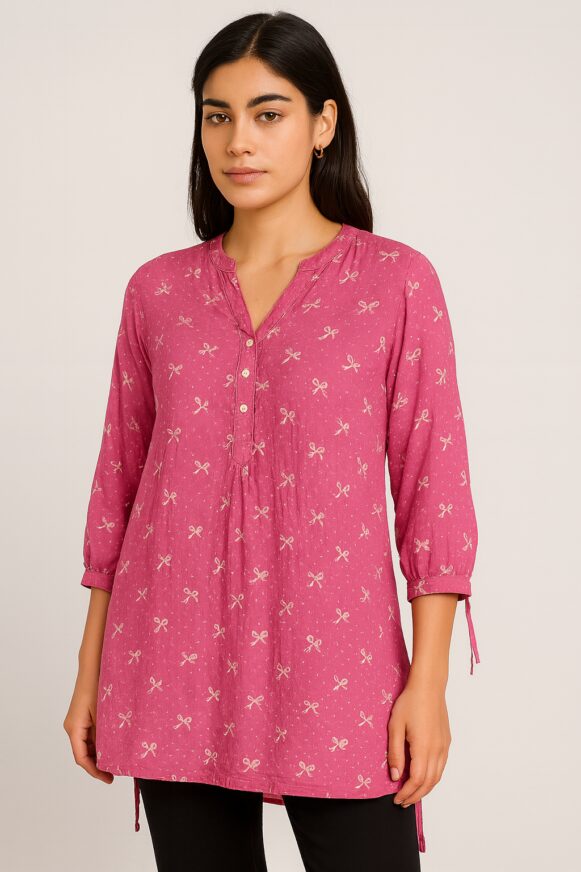 Pink Printed Cotton Kurta