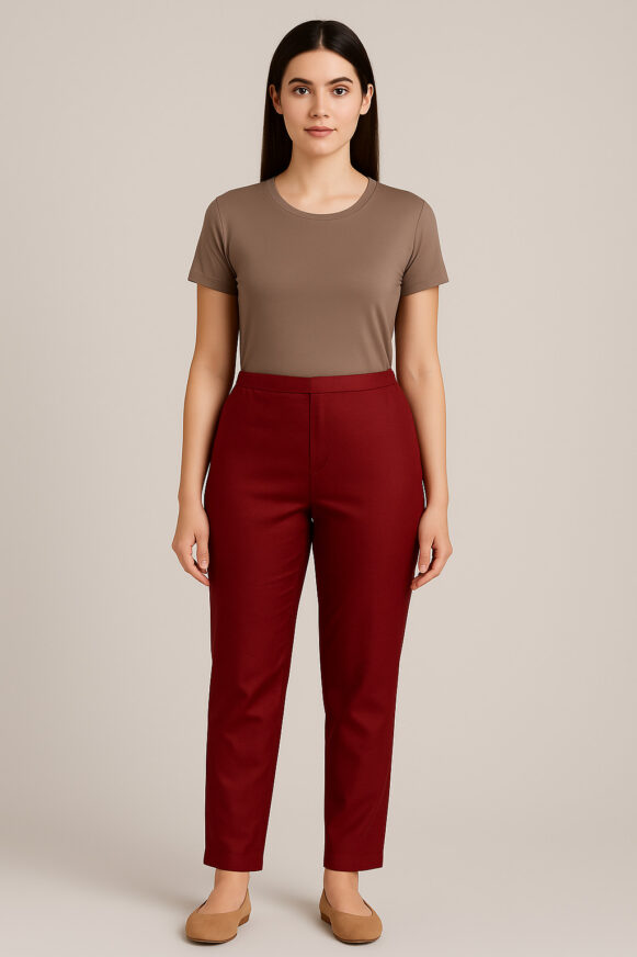 Maroon Straight-Fit Pants
