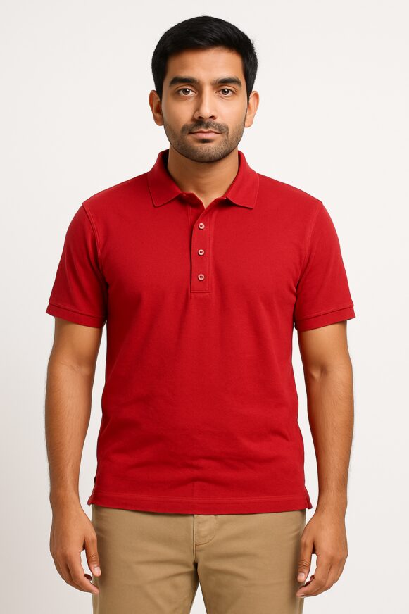 Men’s Red Polo T-Shirt with Short Sleeves