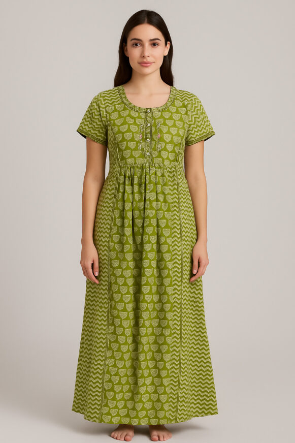 Olive Leaf Cotton Nightdress
