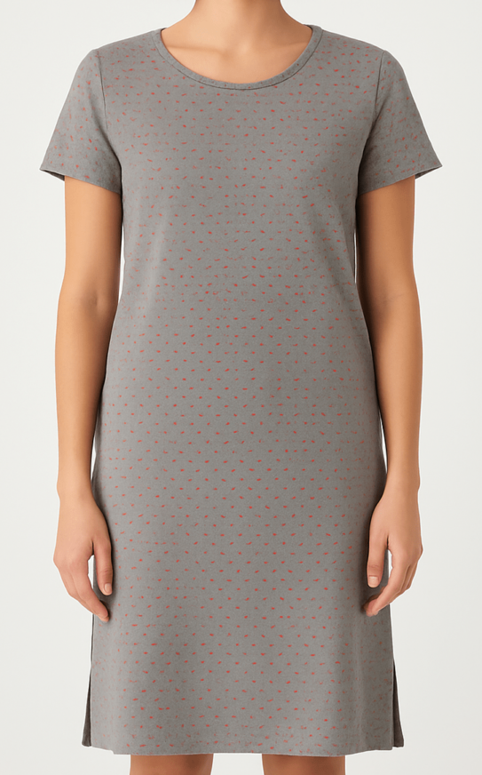 Grey Polka Dot Cotton Dress