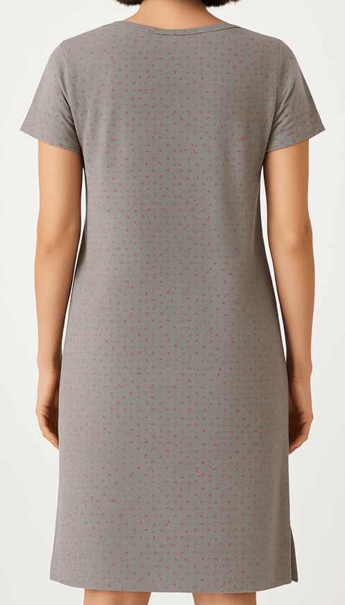 Grey Polka Dot Cotton Dress - Image 3
