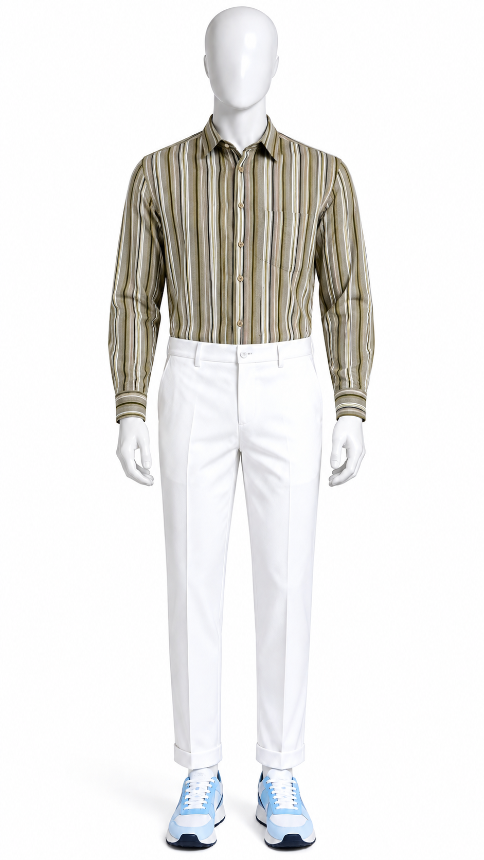 Men's Olive Striped Shirt