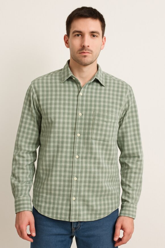 Olive Green Check Shirt