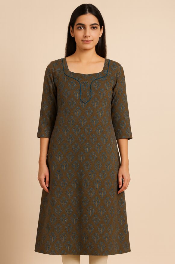 Olive Handblock Kurta