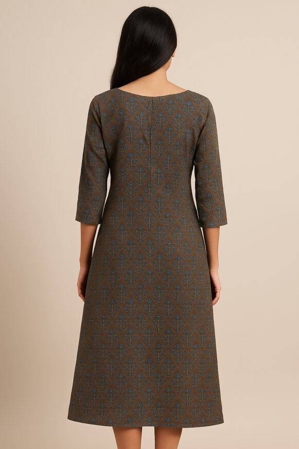 Olive Handblock Kurta - Image 4