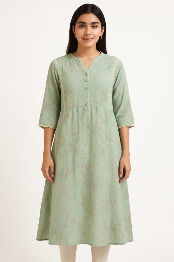Sage A-Line Kurta Dress
