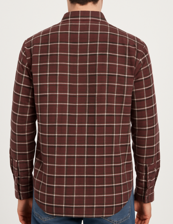 Men's Maroon Checked Shirt - Image 3