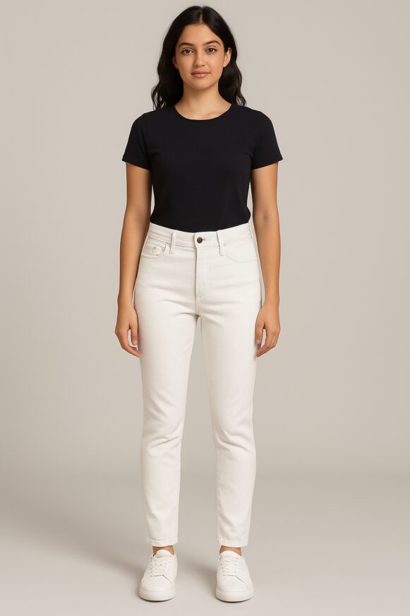 White High-Rise Slim Jeans