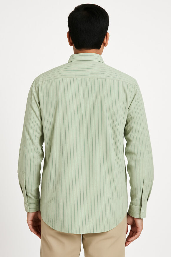 Sage Green Stripe Cotton Shirt - Image 4