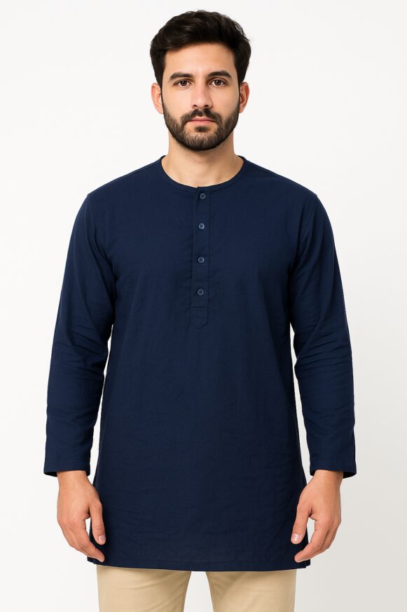 Navy Blue Neck Kurta