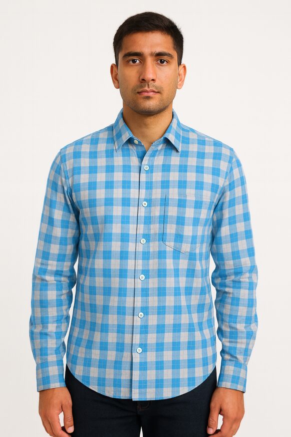 Blue Checkered Casual Shirt