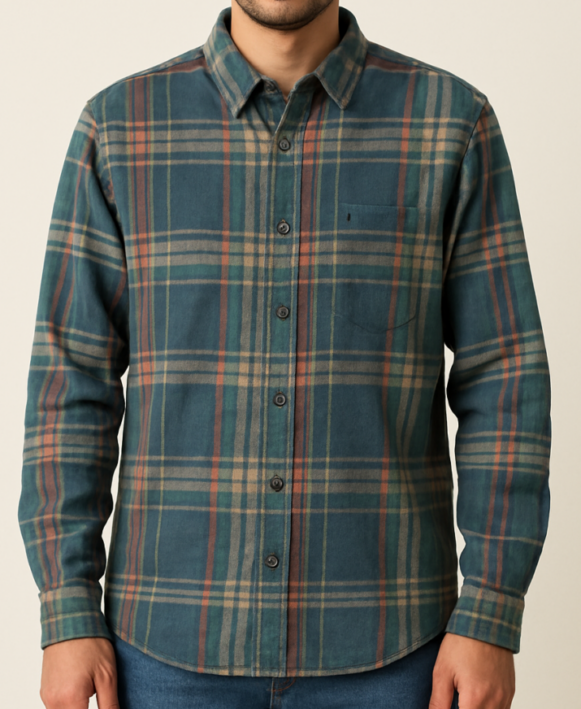 Men’s Checked Cotton Blend Casual Shirt - Image 3