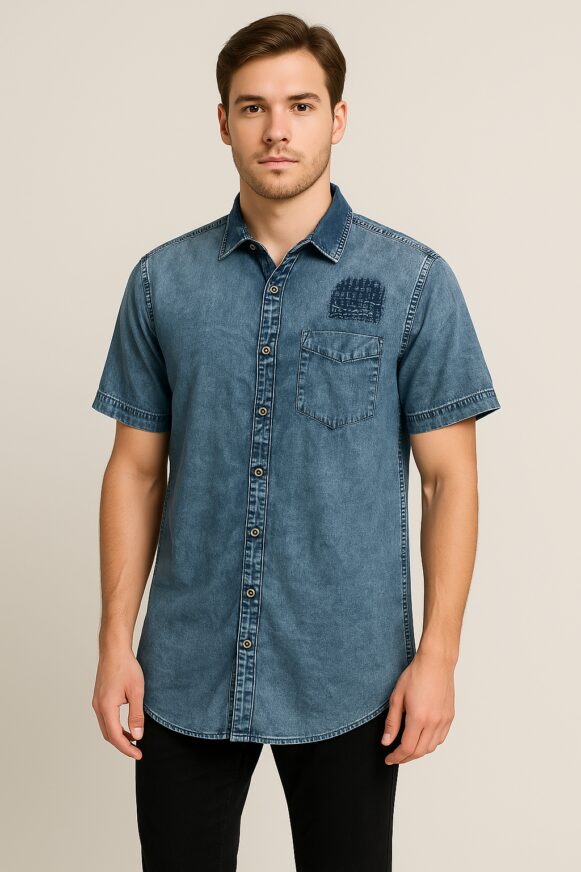 Blue Denim Patch Shirt