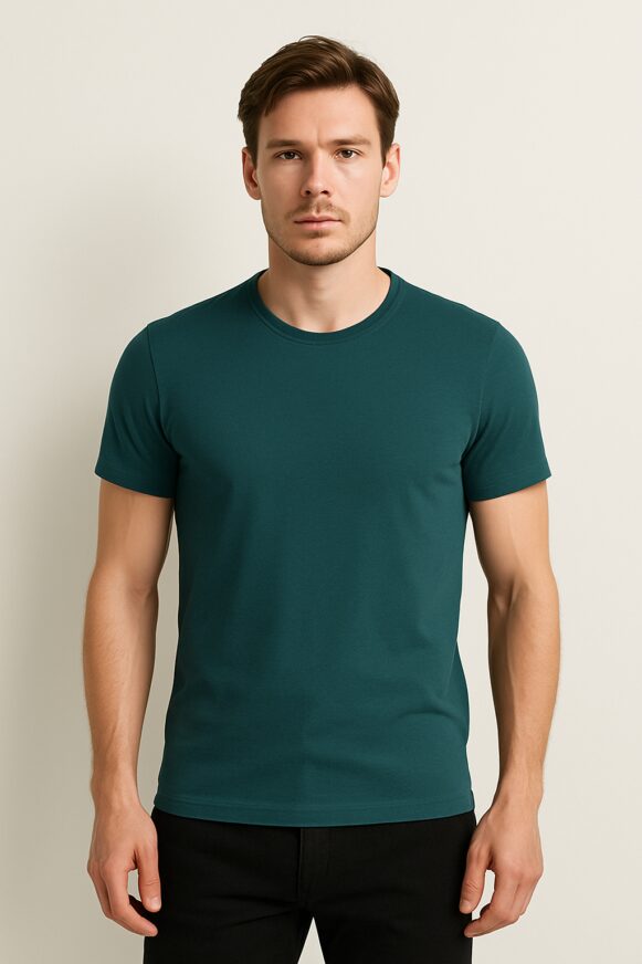 Classic Teal Cotton T-Shirt for Men