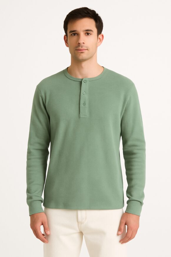 Men’s Sage Green Henley T-Shirt