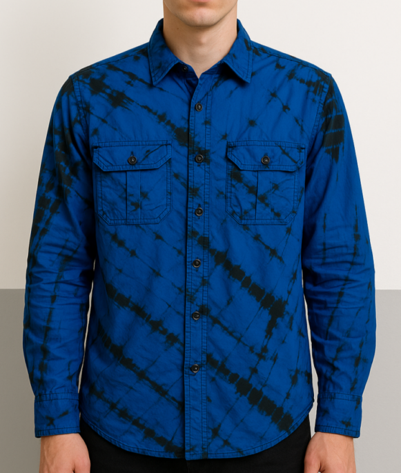 Blue Black Cotton Shirt