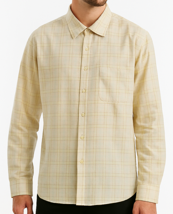 Yellow Check Cotton Shirt