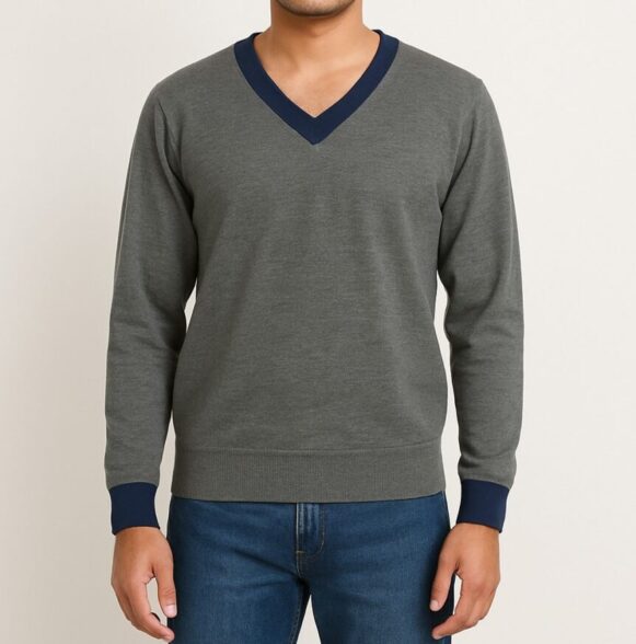Grey V-neck sweater
