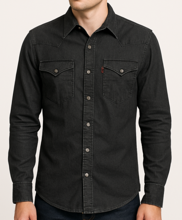Men’s Black Denim Full Sleeve Shirt