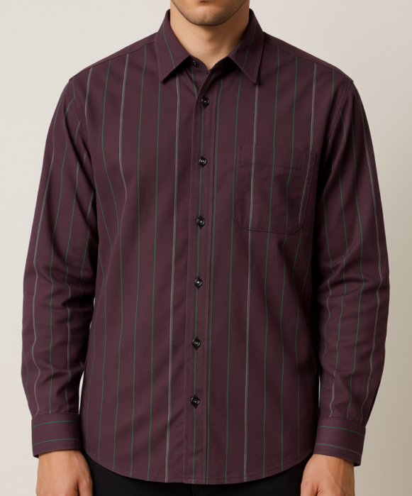 Plum Striped Cotton Shirt