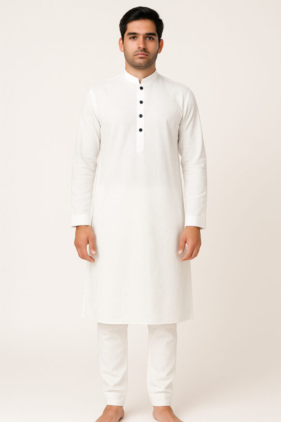 White Mandarin Kurta