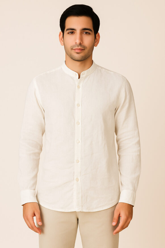 Off-White Mandarin Collar Shirt