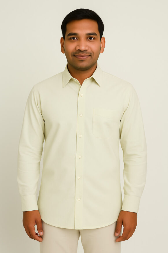 Men’s Light Cream Solid Cotton Shirt