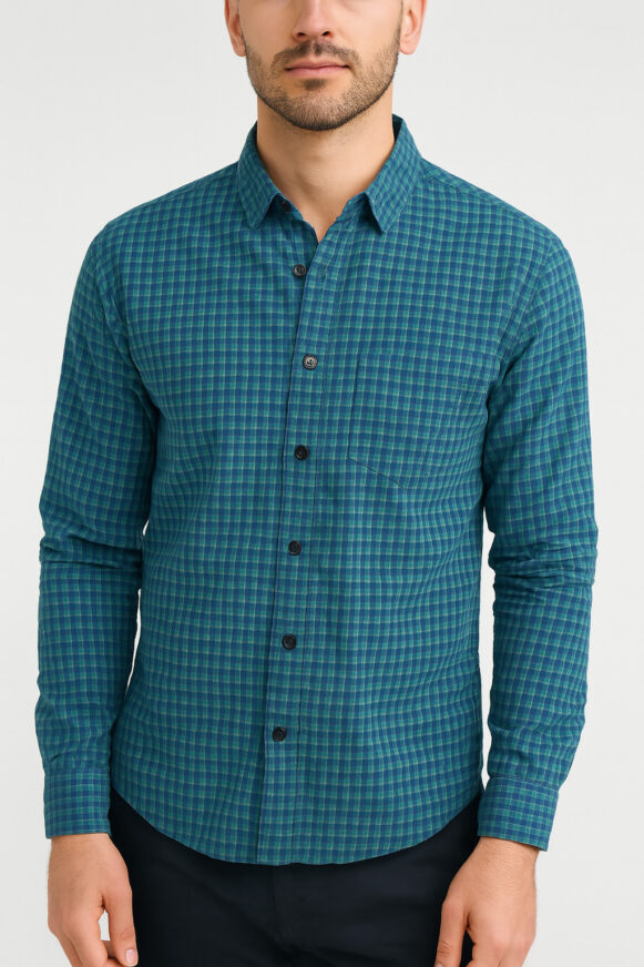 Teal Green Checked Shirt